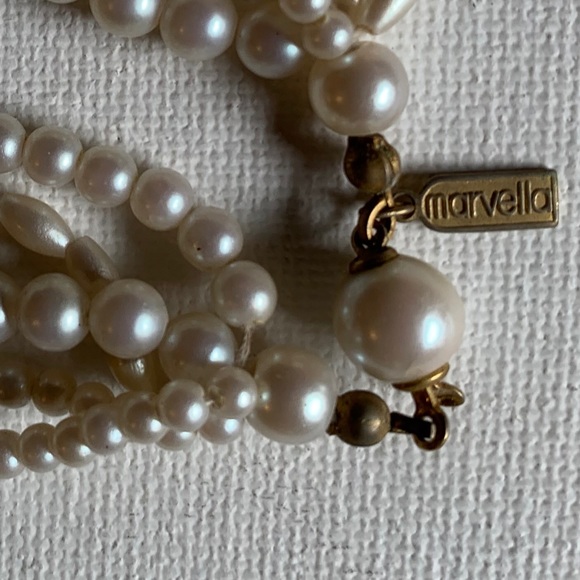 5 strand pearl style necklace MARVELLA - VINTAGE! - Picture 6 of 11